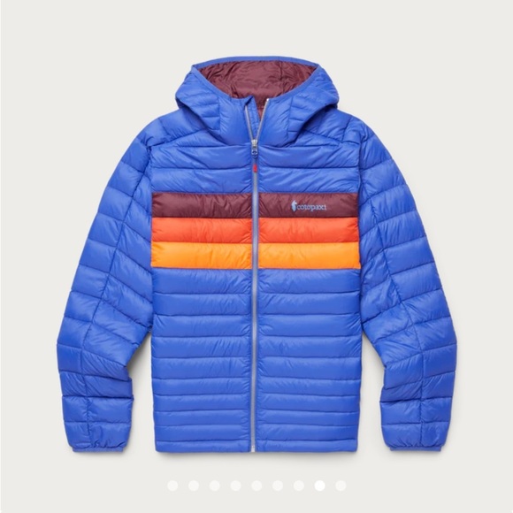 Cotopaxi Men’s XXXL Fuego Hooded Down Puffer Jacket Blue Violet Stripes NWT - Picture 12 of 15